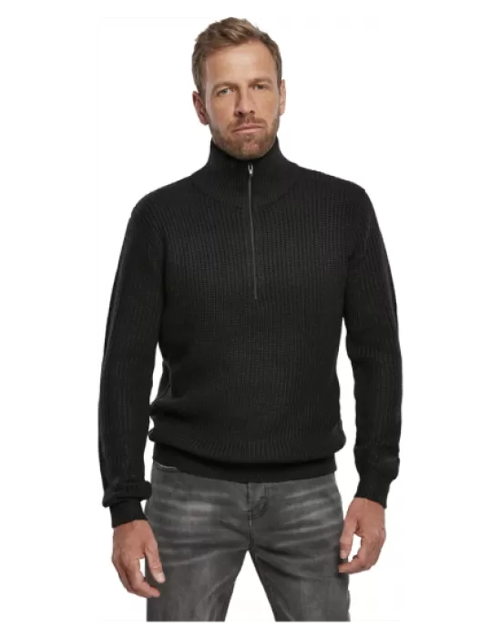 Мъжки черен пуловер с яка Marine Troyer, Блузи и Ризи - Hoodstyle.bg