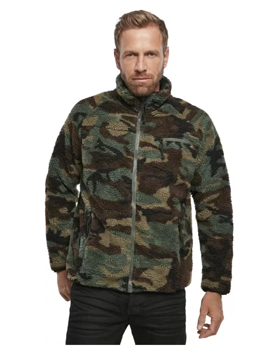 Мъжко яке от плюшен полар в камуфлаж Brandit woodland, Зимни якета - Hoodstyle.bg