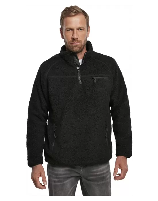 Мъжко яке от плюшен полар в черно Brandit Teddyfleece Troyer, Зимни якета - Hoodstyle.bg