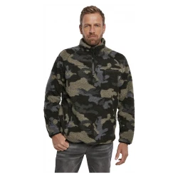 Мъжко яке от плюшен полар в тъмен камуфлаж Brandit Teddyfleece Troyer