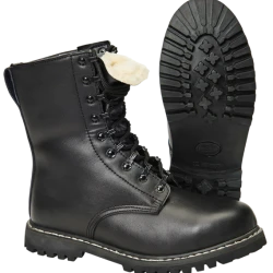 Бойни кубинки естествена кожа с подплата в черно Brandit Para Boot