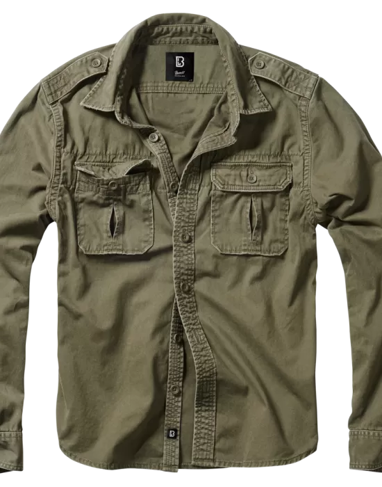 Мъжка риза в масленозелен цвят Brandit Vintage Shirt, Блузи и Ризи - Hoodstyle.bg