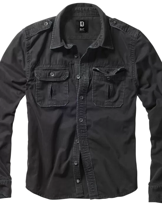 Мъжка риза в черен цвят Brandit Vintage Shirt, Блузи и Ризи - Hoodstyle.bg