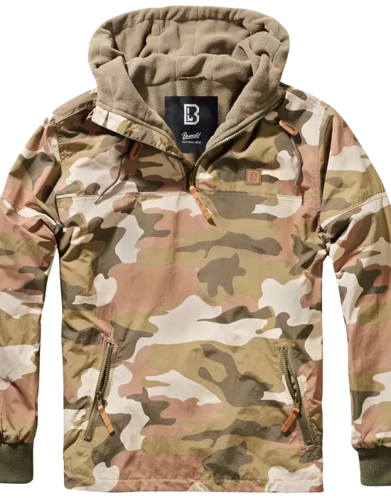 Мъжко яке ветровка в кафяв камуфлаж Brandit Luke light woodland, Пролет / Есен - Hoodstyle.bg