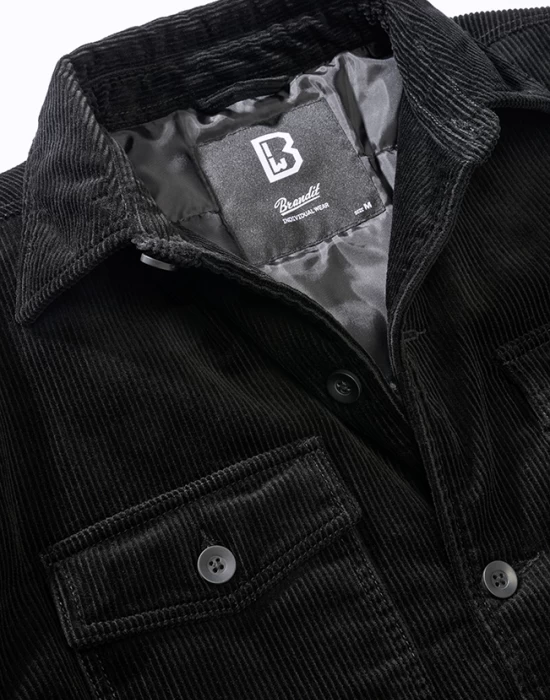 Подплатено кадифено яке в черен цвят Brandit Corduroy, Зимни якета - Hoodstyle.bg