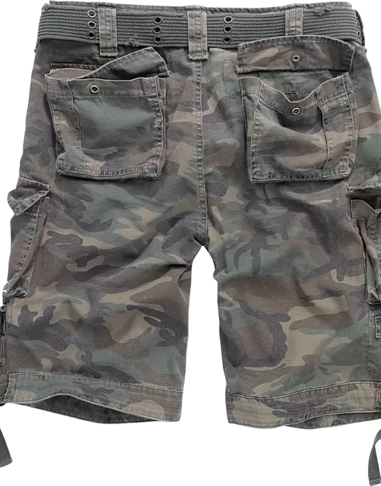 Мъжки къси карго панталони в зелен камуфлаж Brandit woodland, Къси панталони - Hoodstyle.bg