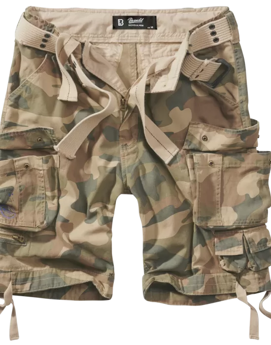 Мъжки къси карго панталони в светъл камуфлаж Brandit light woodland, Къси панталони - Hoodstyle.bg