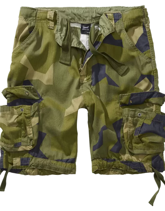 Мъжки къси карго панталони в зелен камуфлаж Brandit swedish camo M90, Къси панталони - Hoodstyle.bg