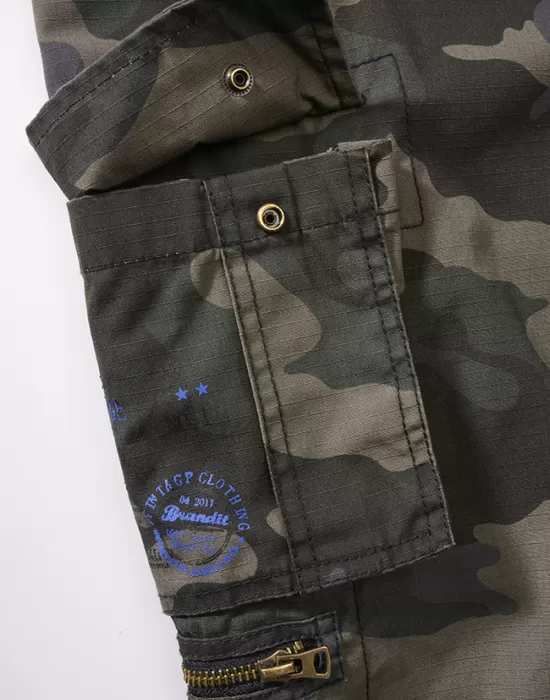 Мъжки къси карго панталони в камуфлажен цвят Savage Ripstop darkcamo, Къси панталони - Hoodstyle.bg