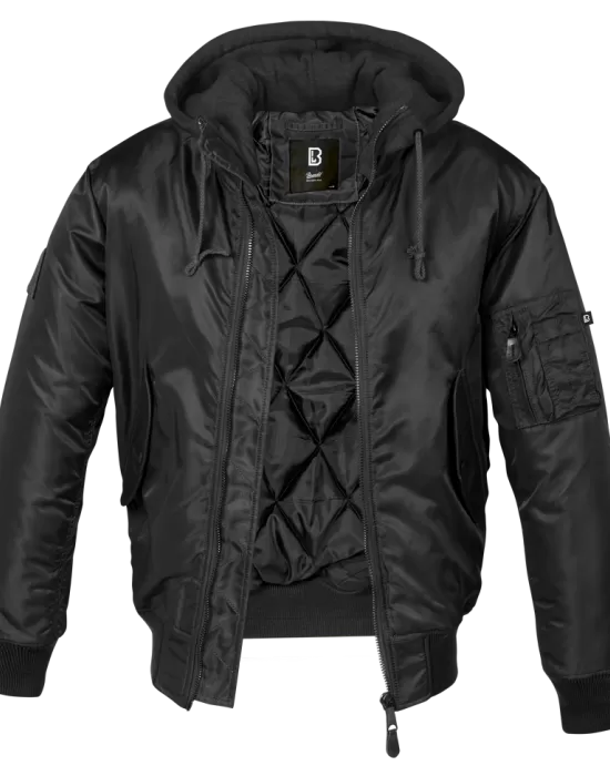 Мъжки бомбър с качулка в черно Brandit MA1, Бомбъри - Hoodstyle.bg