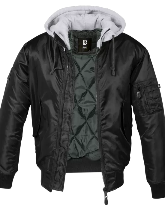 Мъжки бомбър с качулка в черно Brandit MA1, Бомбъри - Hoodstyle.bg