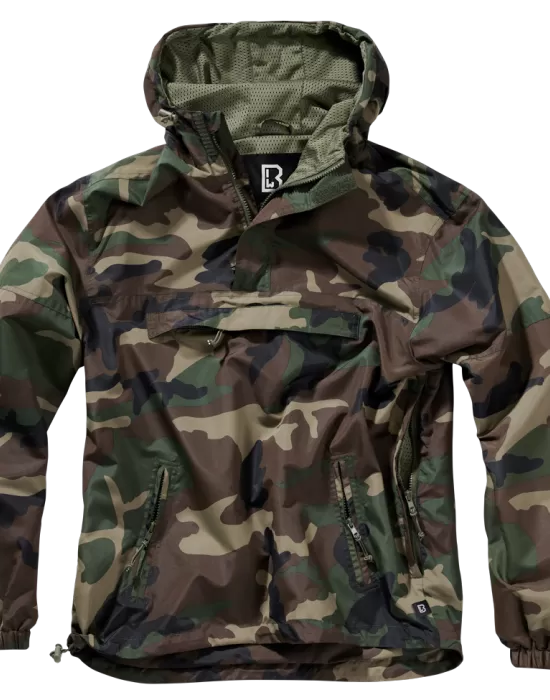 Мъжка лятна ветровка в зелен камуфлаж Brandit woodland, Пролет / Есен - Hoodstyle.bg