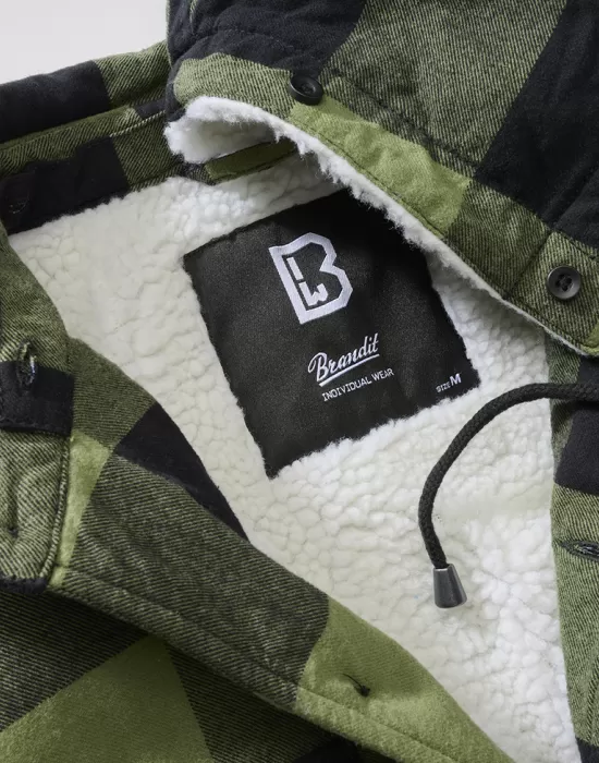 Мъжко яке в десен на масленозелено каре Brandit Lumber, Зимни якета - Hoodstyle.bg