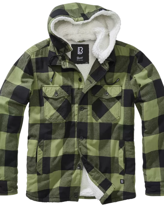 Мъжко яке в десен на масленозелено каре Brandit Lumber, Зимни якета - Hoodstyle.bg