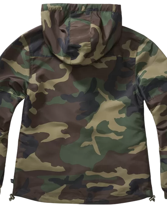 Дамско лятно яке в тъмен камуфлаж Brandit Windbreaker woodland, Якета - Hoodstyle.bg