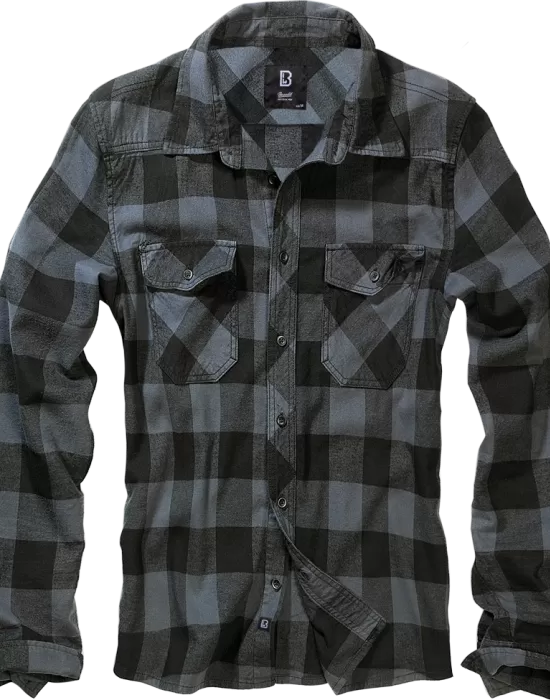 Мъжка карирана риза черен цвят Brandit Check Shirt black/grey, Блузи и Ризи - Hoodstyle.bg