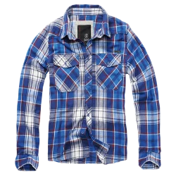 Мъжка карирана риза в син цвят Brandit Check Shirt navy  