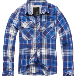 Мъжка карирана риза в син цвят Brandit Check Shirt navy  