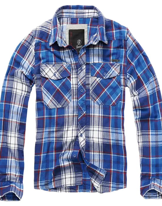 Мъжка карирана риза в син цвят Brandit Check Shirt navy, Блузи и Ризи - Hoodstyle.bg