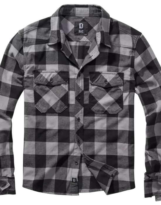 Мъжка карирана риза в черен цвят Brandit Check Shirt black/charcoal, Блузи и Ризи - Hoodstyle.bg