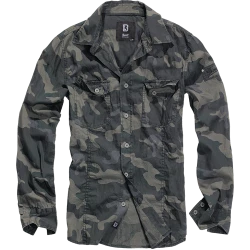 Мъжка риза в тъмен камуфлаж Brandit Slim Fit darkcamo