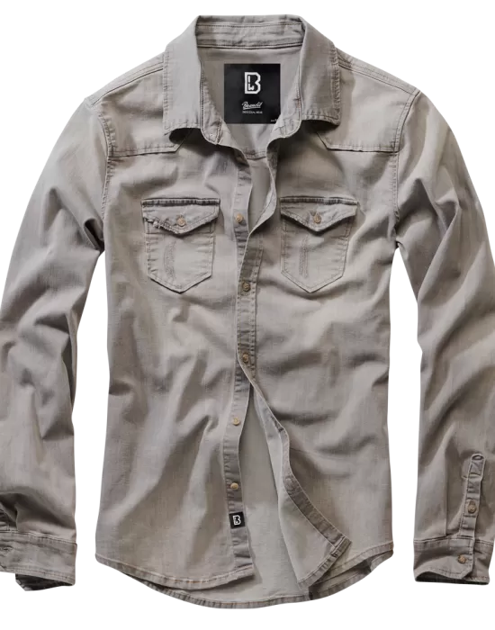 Мъжка дънкова риза в сив цвят Brandit Riley Denim Shirt grey, Блузи и Ризи - Hoodstyle.bg