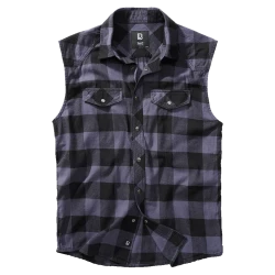 Мъжка риза без ръкави в сиво каре Brandit Sleeveless black/grey