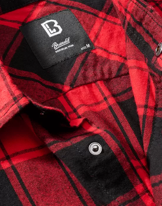 Мъжка риза без ръкави в червено каре Brandit Sleeveless red/black, Блузи и Ризи - Hoodstyle.bg