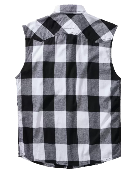 Мъжка риза без ръкави в бяло каре Brandit Sleeveless white/black, Блузи и Ризи - Hoodstyle.bg