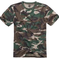 Мъжка изчистена тениска в зелен камуфлаж Brandit woodland