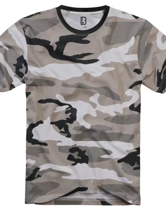 Мъжка изчистена тениска в сив камуфлаж Brandit urban, Блузи и Ризи - Hoodstyle.bg