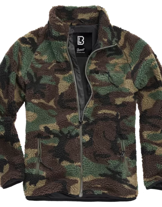 Мъжко яке от плюшен полар в камуфлаж Brandit woodland, Зимни якета - Hoodstyle.bg