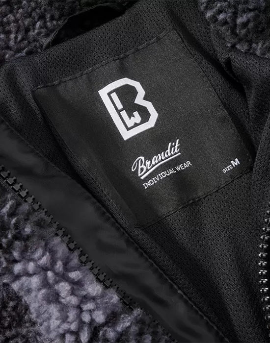 Мъжко яке от плюшен полар в черно и сиво Brandit, Зимни якета - Hoodstyle.bg