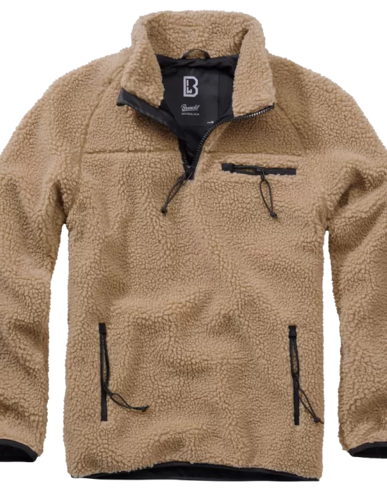 Мъжко яке от плюшен полар в цвят камел Brandit Teddyfleece Troyer, Зимни якета - Hoodstyle.bg
