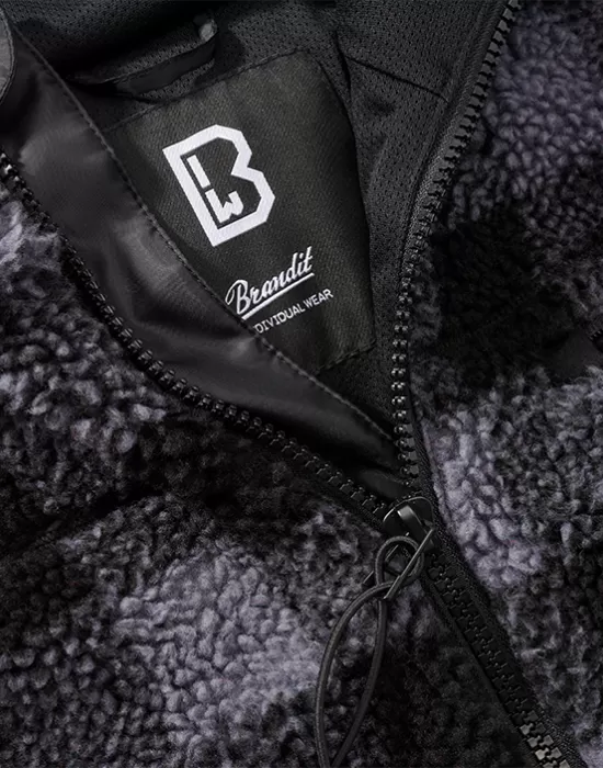 Мъжко карирано яке в сиво Brandit Teddyfleece Worker, Якета - Hoodstyle.bg