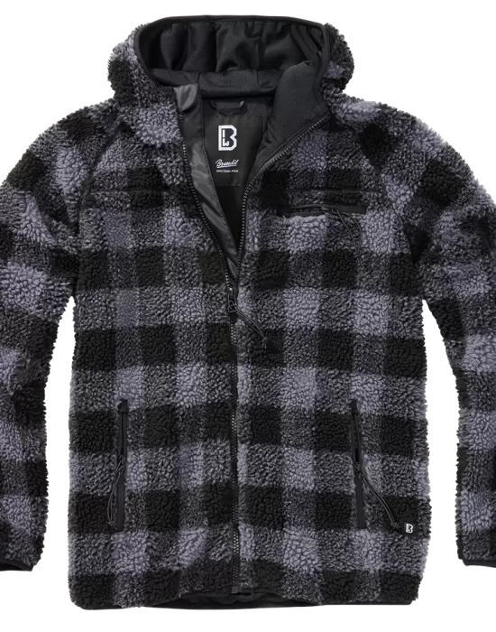 Мъжко карирано яке в сиво Brandit Teddyfleece Worker, Якета - Hoodstyle.bg