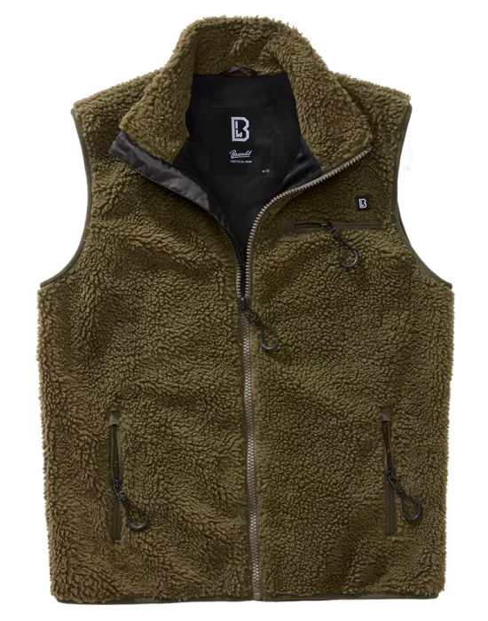 Мъжка жилетка от плюшен полар в цвят маслина Brandit Teddyfleece Vest, Жилетки - Hoodstyle.bg