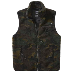Мъжка жилетка от плюшен полар в тъмен камуфлаж Brandit Teddyfleece woodland