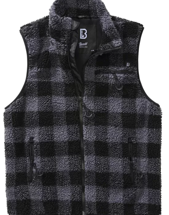 Мъжка жилетка от плюшен полар Brandit Teddyfleece black/grey, Жилетки - Hoodstyle.bg