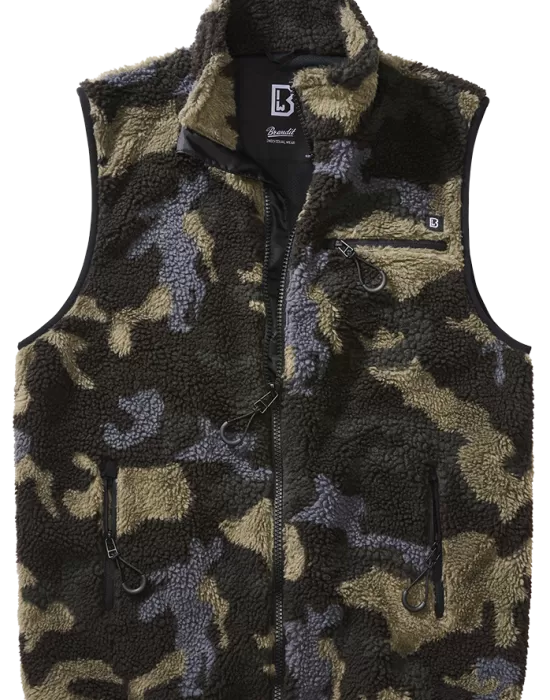 Мъжка жилетка от плюшен полар в тъмен камуфлаж Brandit Teddyfleece Vest, Жилетки - Hoodstyle.bg