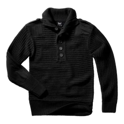 Плетен пуловер с висока яка в черен цвят Brandit Alpin Pullover