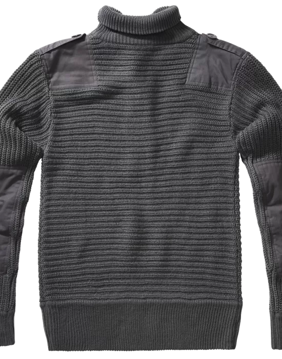 Плетен пуловер с висока яка в сив цвят Brandit Alpin Pullover, Блузи и Ризи - Hoodstyle.bg