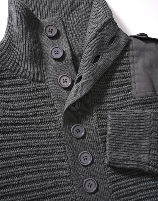 Плетен пуловер с висока яка в сив цвят Brandit Alpin Pullover, Блузи и Ризи - Hoodstyle.bg