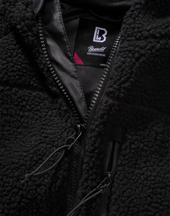 Дамско черно пухкаво яке Brandit Teddyfleecejacket, Якета - Hoodstyle.bg
