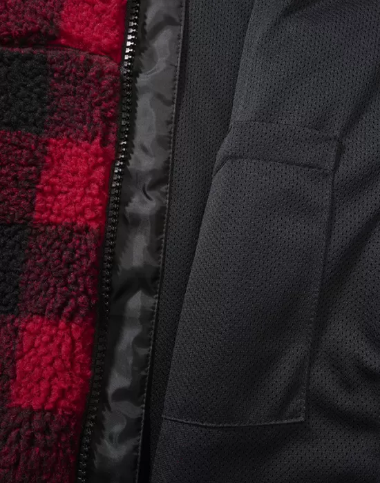 Дамско карирано пухкаво яке Brandit Teddyfleecejacket red/black, Якета - Hoodstyle.bg