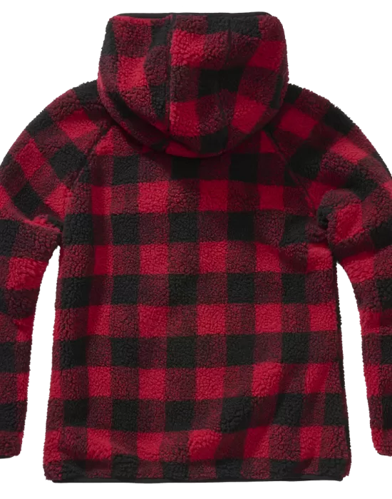 Дамско карирано пухкаво яке Brandit Teddyfleecejacket red/black, Якета - Hoodstyle.bg
