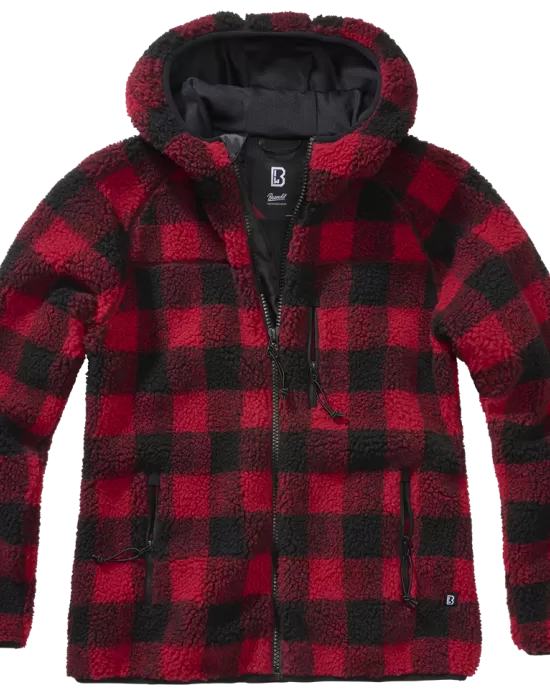 Дамско карирано пухкаво яке Brandit Teddyfleecejacket red/black, Якета - Hoodstyle.bg