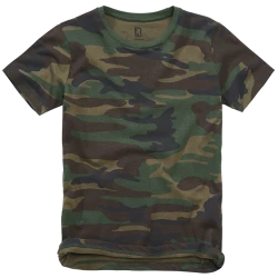Детска тениска в камуфлажен десен Brandit woodland