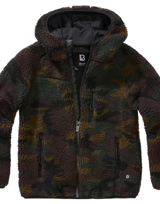 Детско пухкаво камуфлажно яке Brandit Teddyfleece jacket woodland, Деца - Hoodstyle.bg